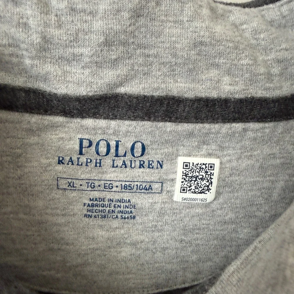 Polo Ralph Lauren XL Dark Gray Quarter Zip Cotton Blend Pullover Sweater  Preppy